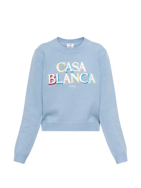 Pulover Casablanca cu broderie albastru