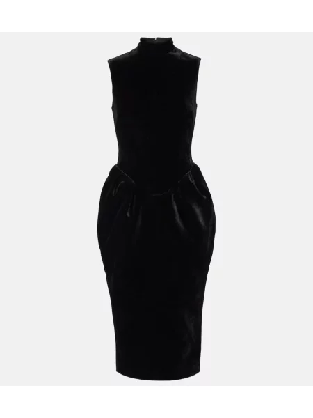 Aksamitna sukienka midi Rasario do kolan garniturowa czarna