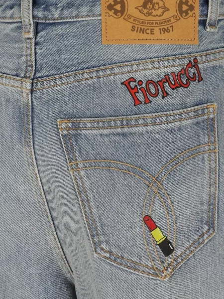 Blugi drepți Fiorucci cu imagine albastru