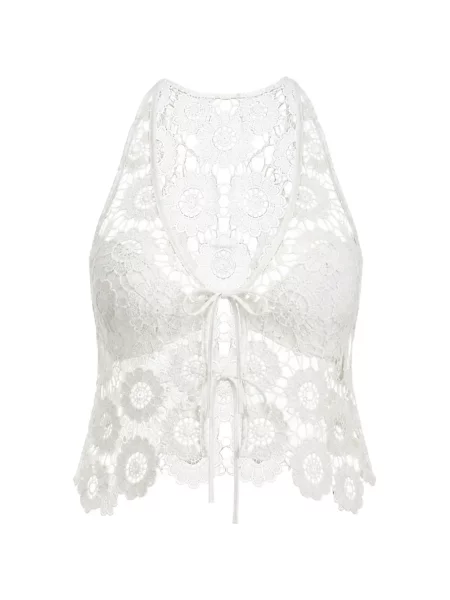 Top Seafolly cu model floral din dantelă cu legături alb