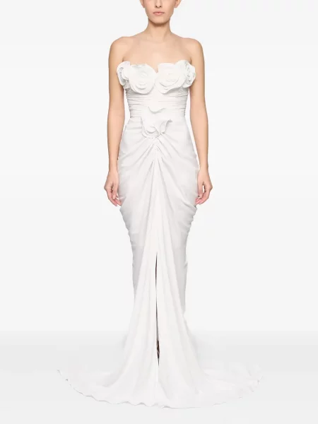 Rochie Ana Radu cu model floral alb