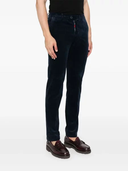 Pantaloni Kiton de catifea cord albastru