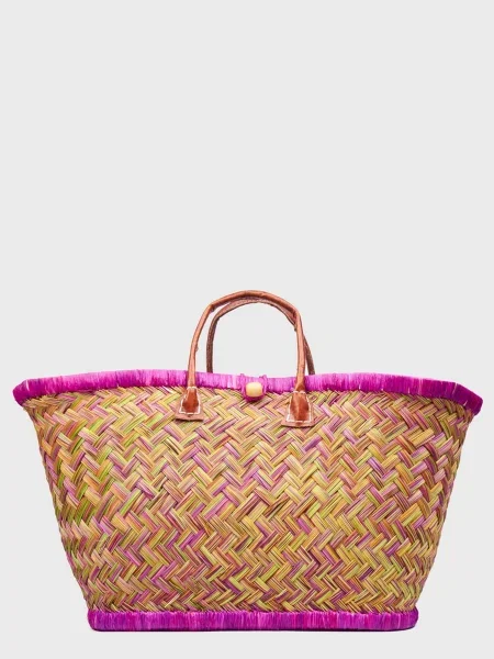 Le Comptoir de la plage Aravola Пляжна сумка Фуксія Солома рожева