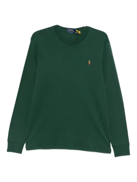 Дълго риза Polo Ralph Lauren на райета с кръгло деколте зелено