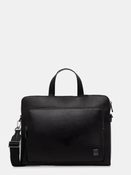 Geantă pentru laptop Calvin Klein Emblem Hw Commuter negru