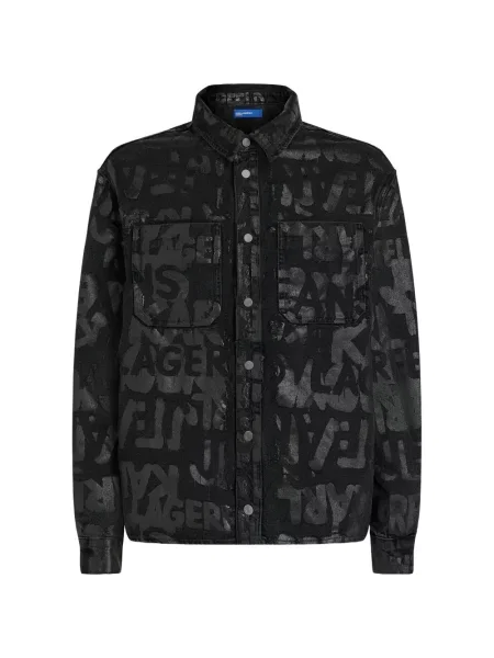 Cămașă de blugi Karl Lagerfeld Jeans cu imagine negru