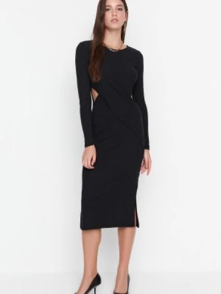 Decupat rochie Trendyol tricotate negru