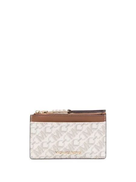 Kožne traperice ravnih nogavica Michael Michael Kors s printom ošišan siva