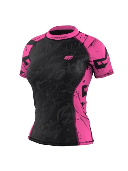 Koszulka sportowa Rashguard MMA EXTREME HOBBY NEO różowa