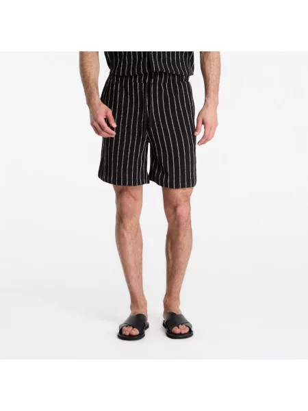 Szorty Urban Classics Striped Crinkle Resort Shorts Black/ Off White M białe