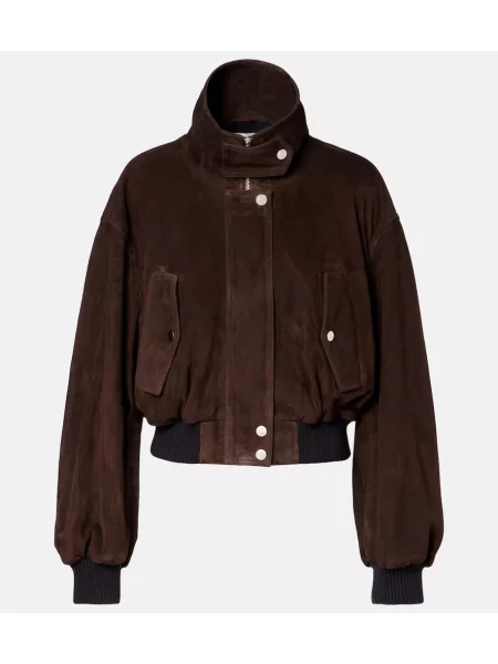 Kurtka bomber Nour Hammour zamszowy brązowy