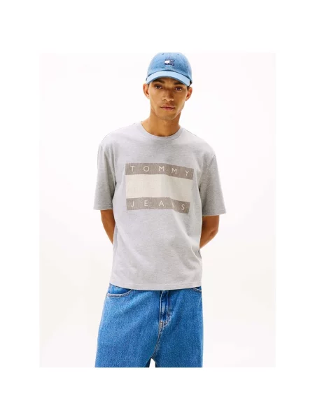 Obnosené tričko Tommy Jeans sivá