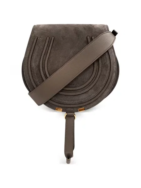 Geantă Chloé din piele de căprioară gri