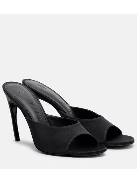 Papuci tip mules The Attico din satin negru