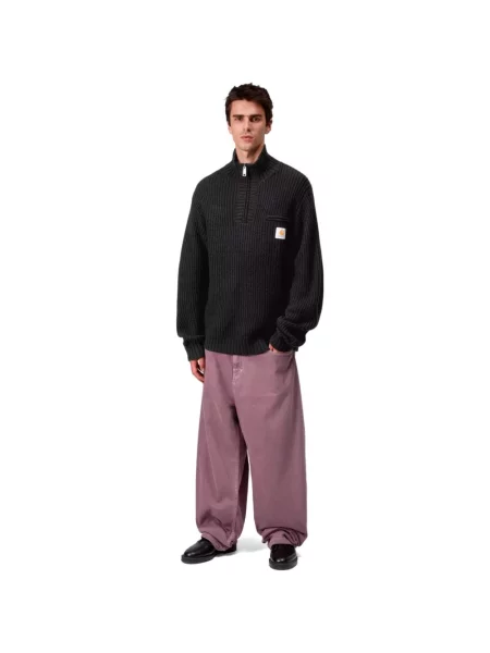 Carhartt WIP sweter z dodatkiem wełny Detroit Half Zip Sweater ciepły z półgolfem czarny