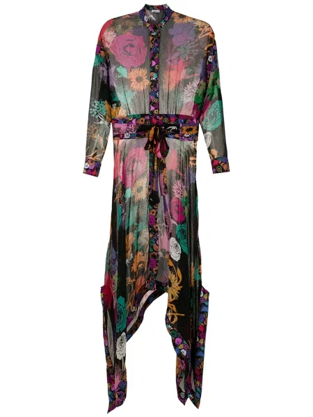 Rochie maxi Amir Slama de mătase cu model floral cu imagine negru