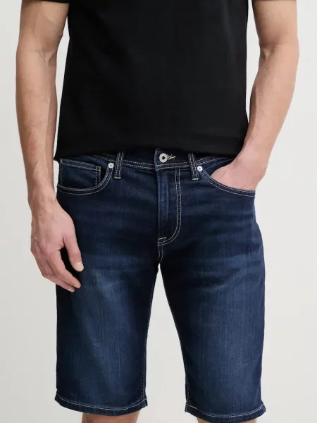 Džínové šortky Pepe Jeans SLIM GYMDIGO SHORT TRACK tmavomodrá