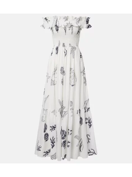 Maksi sukienka maxi Poupette St Barth muślinowa garniturowa biała
