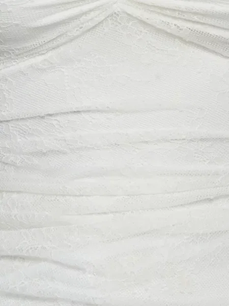 Rochie midi 424 din dantelă drapată alb