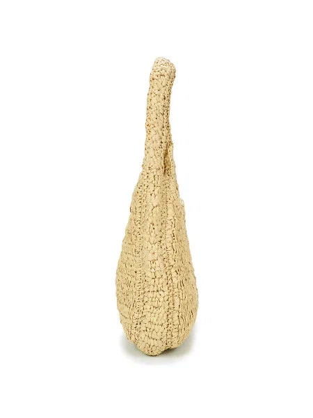 Geantă Calvin Klein Bold Ck Raffia Sm Shoulder Bag Maro bej