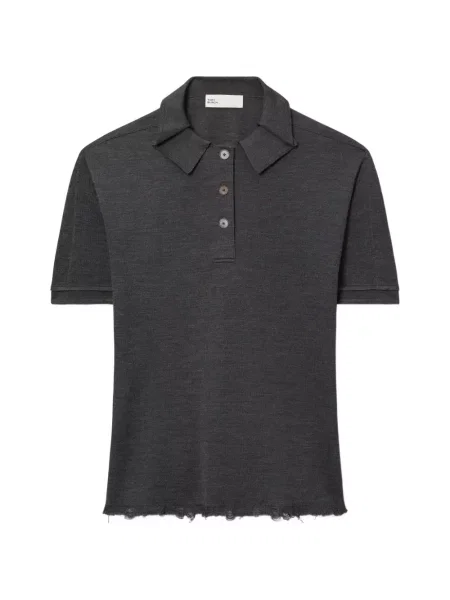 Tricou polo Tory Burch de mătase gri