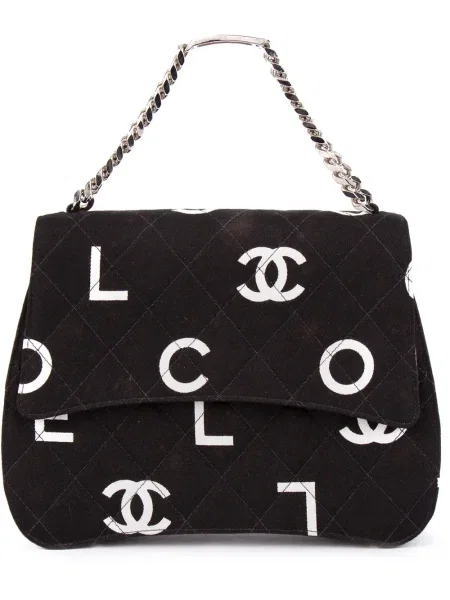 Prošívaná kabelka Chanel Pre-owned s potiskem černá