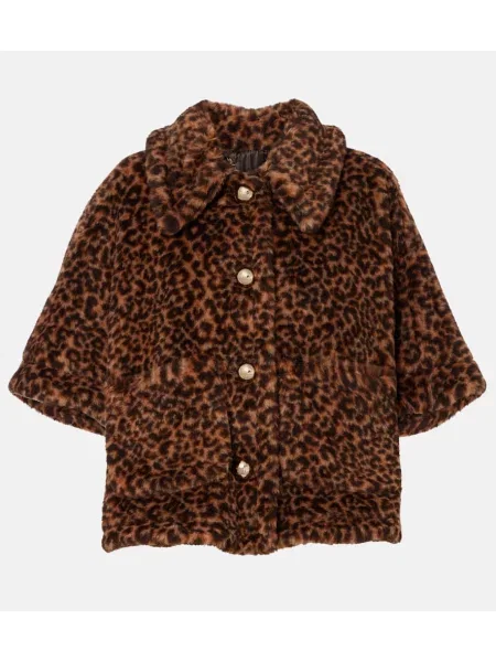 Geacă Max Mara de lână cu imagine cu model leopard maro