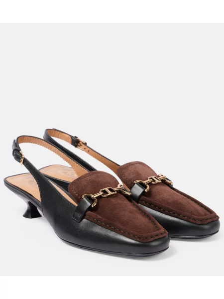 Pantofi cu toc Tod's din piele slingback negru