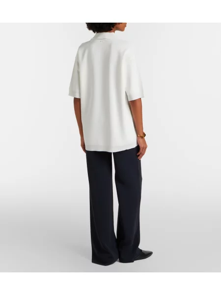 Pantaloni Max Mara cu talie înaltă albastru