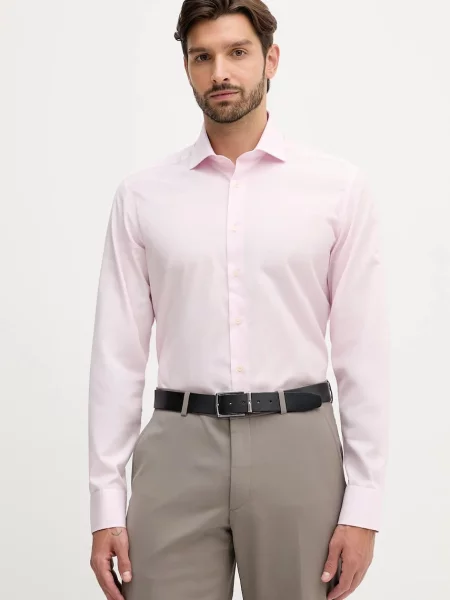 Рубашка Hackett London с итальянским воротником розовая