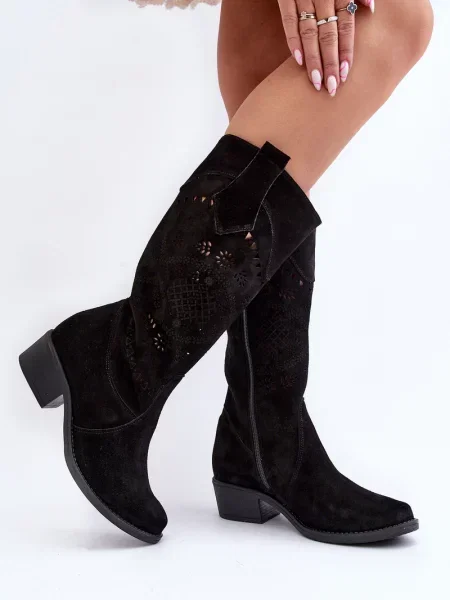 Semišové kozačky Zazoo černé