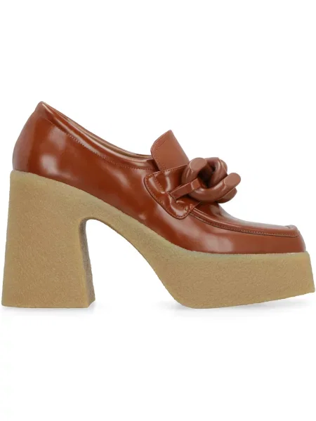 Czółenka Stella Mccartney skórzana brązowa