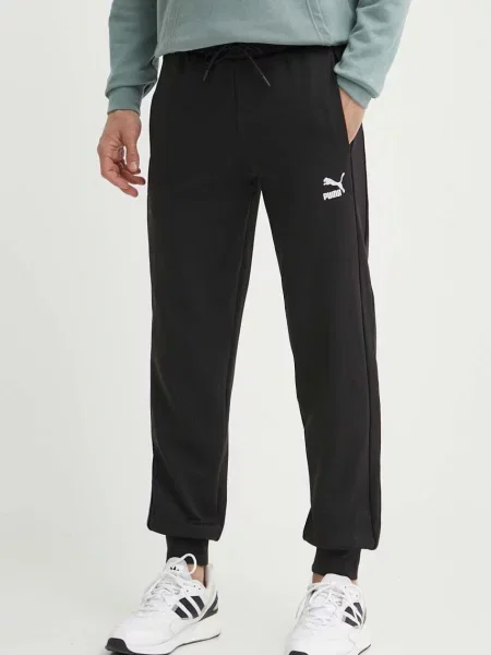 Puma spodnie dresowe T7 gładkie czarny