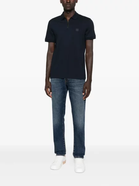 Tricou polo Boss cu autograf albastru