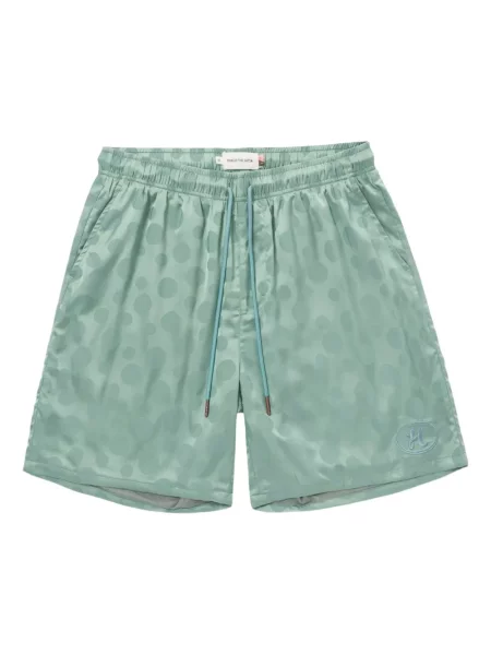 Pantaloni scurți Honor The Gift cu buline din jacard verde