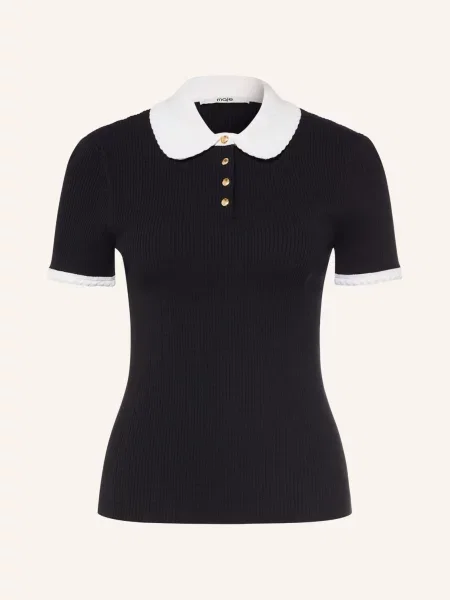 Maje Dzianinowa Koszulka schwarz biała