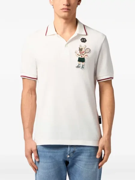 Tricou polo Philipp Plein tenis alb