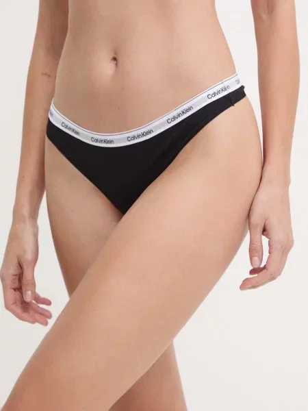 Stringi w jednolitym kolorze Calvin Klein Underwear czarne