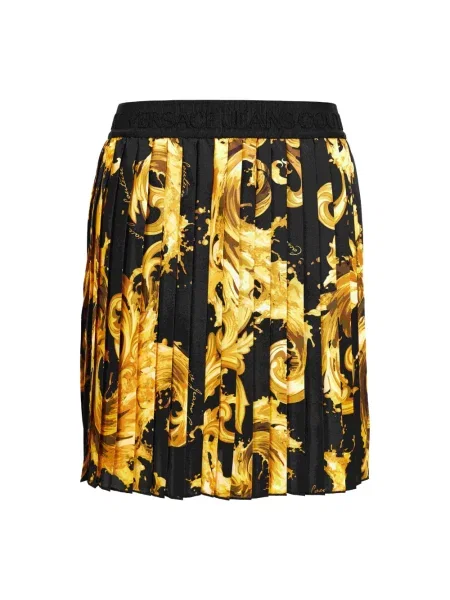 Spódnica jeansowa Versace Jeans Couture z nadrukiem plisowana czarna
