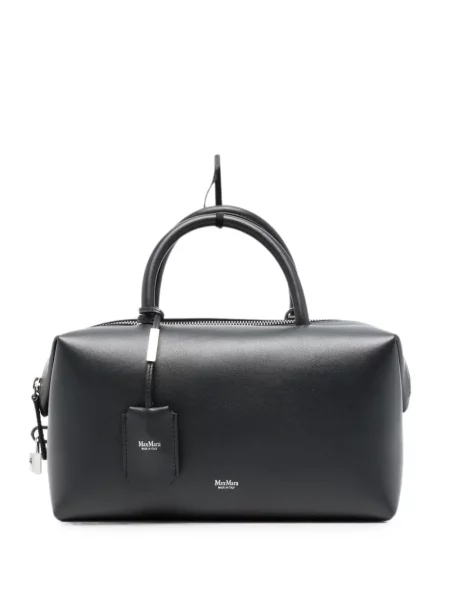 Δερμάτινη τσάντα shopper Max Mara γκρι