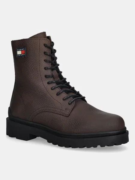 Tommy Jeans Зимни обувки Tjm Lace Up Tumbled High кафяв