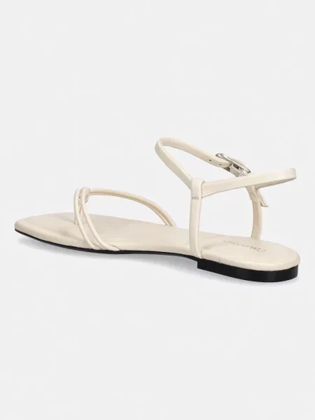Calvin Klein sandały SQUARE FLAT SANDAL STRAP LTH beżowe