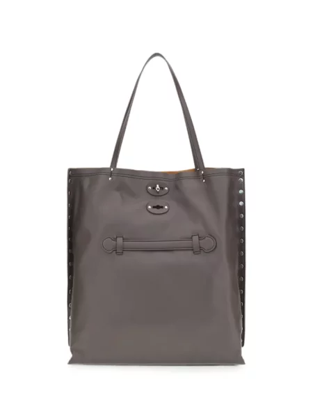 Geantă shopper Zanellato din piele cu tepi gri