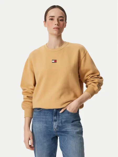 Tommy Jeans Bluza Badge Żółty beżowa