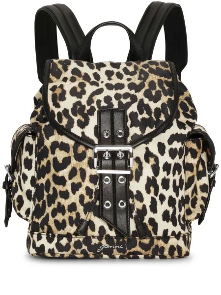 Rucsac Ganni cu imagine cu model leopard maro