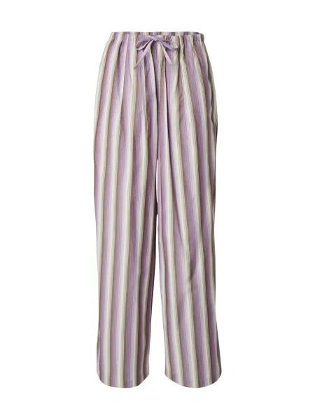 TOPSHOP Pantaloni brocart / gri deschis / lila / murdar alb