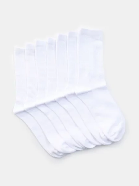 Sinsay žebrované ponožky 7 pack bílá