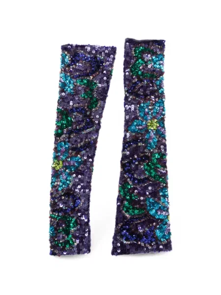 Mănuși P.a.r.o.s.h. cu paiete cu model floral violet