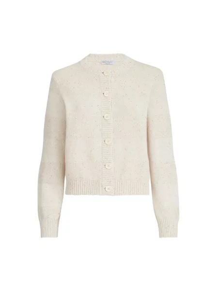 Kardigan Brunello Cucinelli w paski beżowy