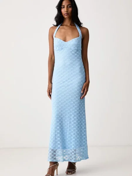 Bardot rochie cu albastru